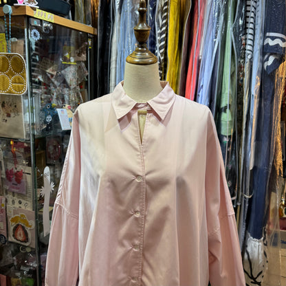 Midiumisolid Pink Long Shirt, made in Japan
