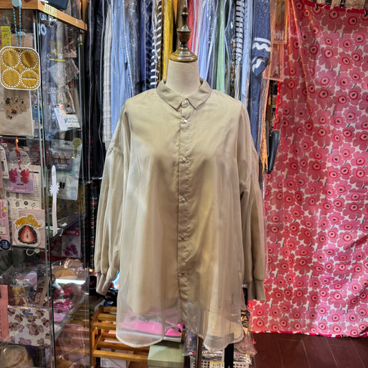 Siwaly fluid Gauze Beige Long Shirt, made in Vietnam