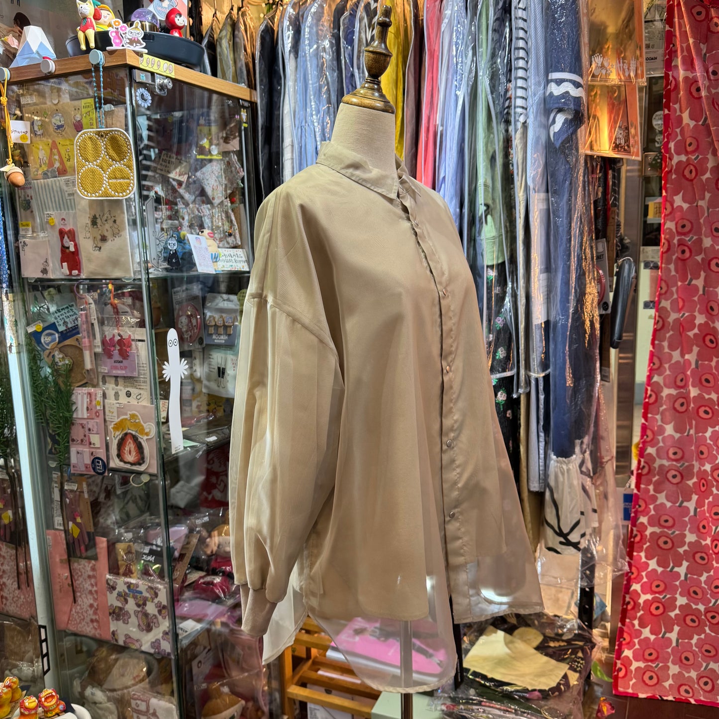 Siwaly fluid Gauze Beige Long Shirt, made in Vietnam