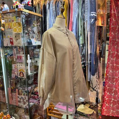 Siwaly fluid Gauze Beige Long Shirt, made in Vietnam