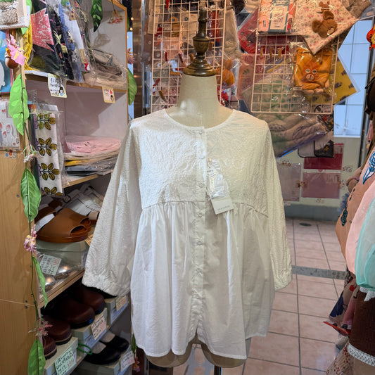 Blue Willow White Embroidery 2Way Blouse