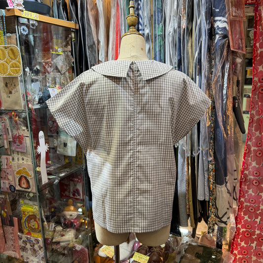 Sale- Vent d Ouest Grey Checked Top, made in Japan