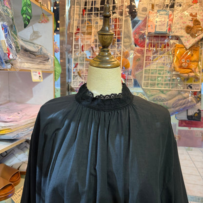 Blue Willow Black Lace Collar Blouse