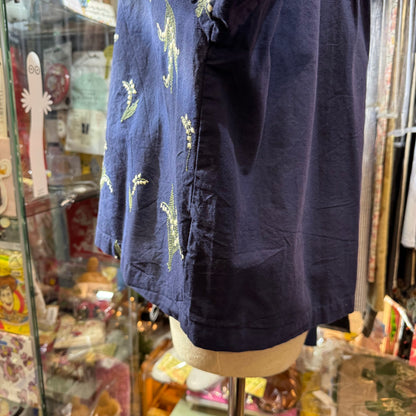 EXTRA30- Sun Valley Embroidery Lily of the Valley Navy Top