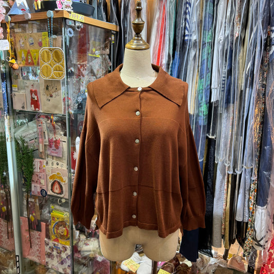 Tumugu Brown Knit Collar Cardigan