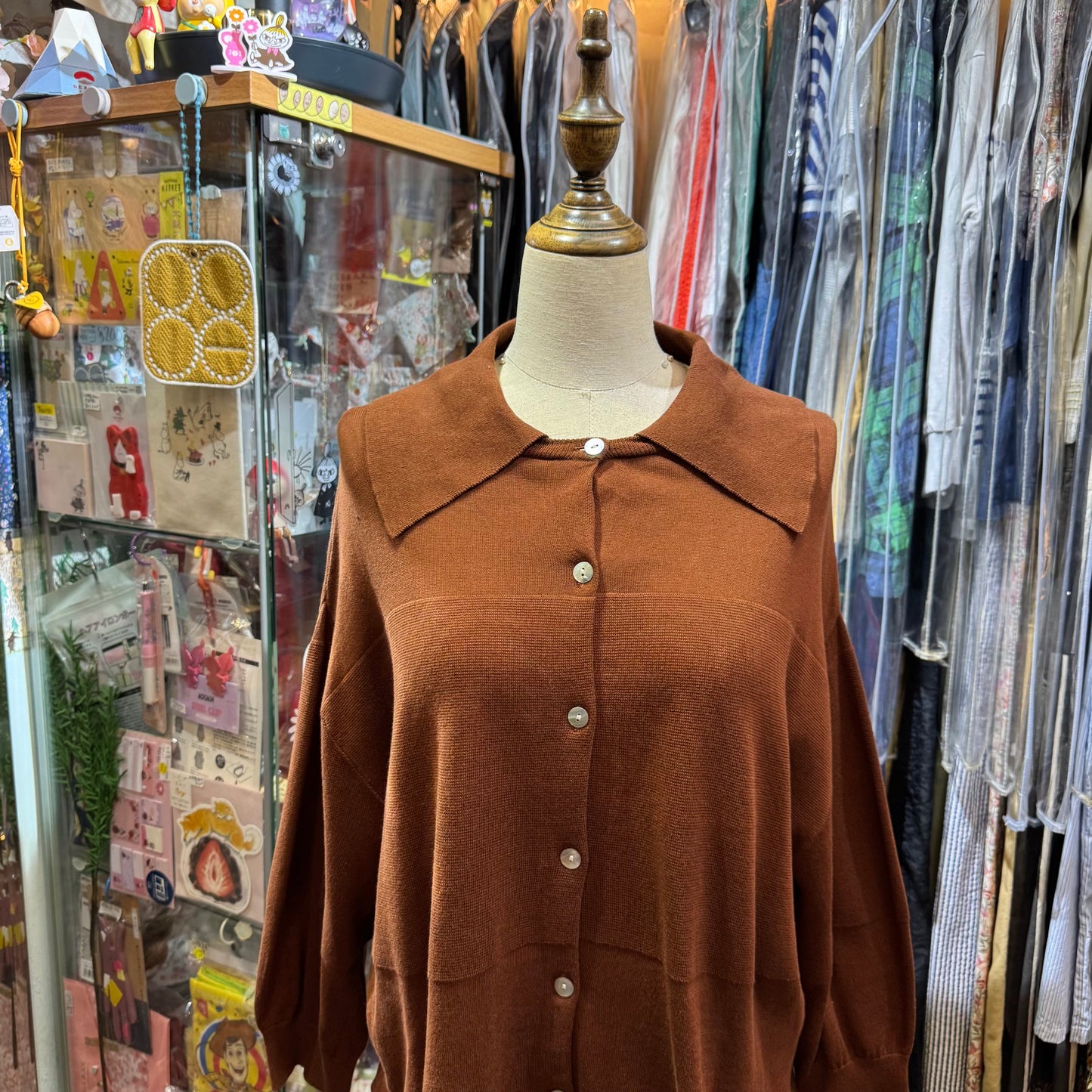 Tumugu Brown Knit Collar Cardigan