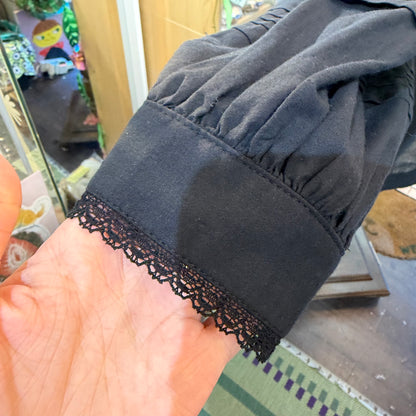 Blue Willow Black Lace Collar Blouse