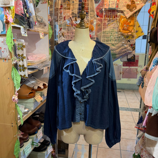 Tumugu 2Way Denim Patchwork Blouse,  Outer