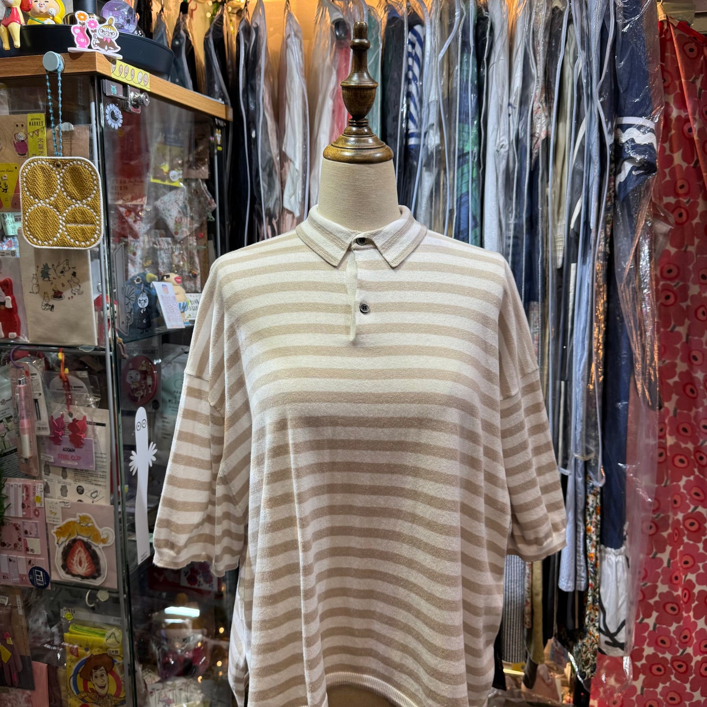 Sale- Ichi Grey Stripped Knit Top