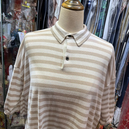 EXTRA30- Ichi Grey Stripped Knit Top