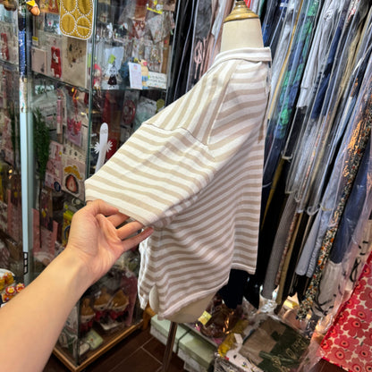 EXTRA30- Ichi Grey Stripped Knit Top