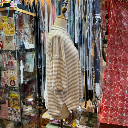EXTRA30- Ichi Grey Stripped Knit Top