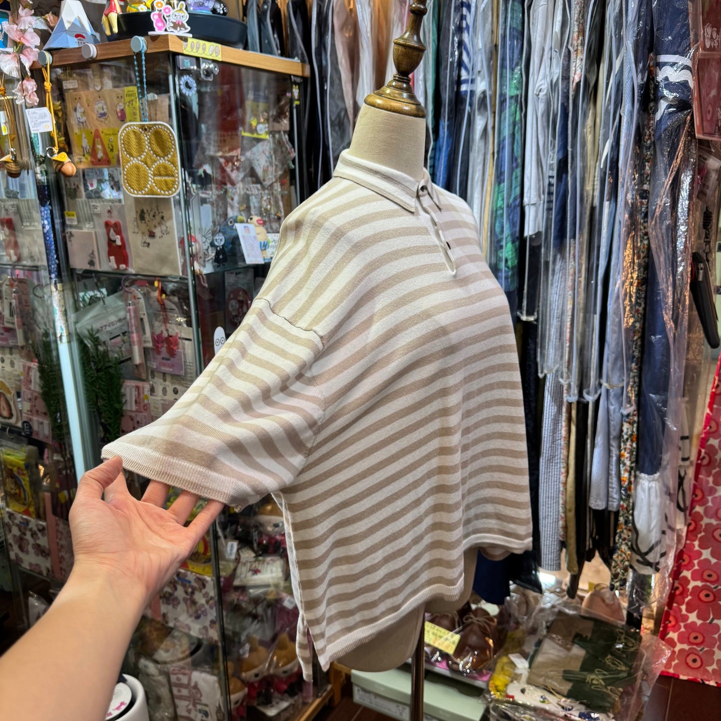 Sale- Ichi Grey Stripped Knit Top