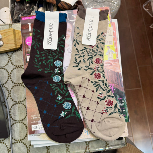 ande Floral Socks, 2 Colors, made in Japan