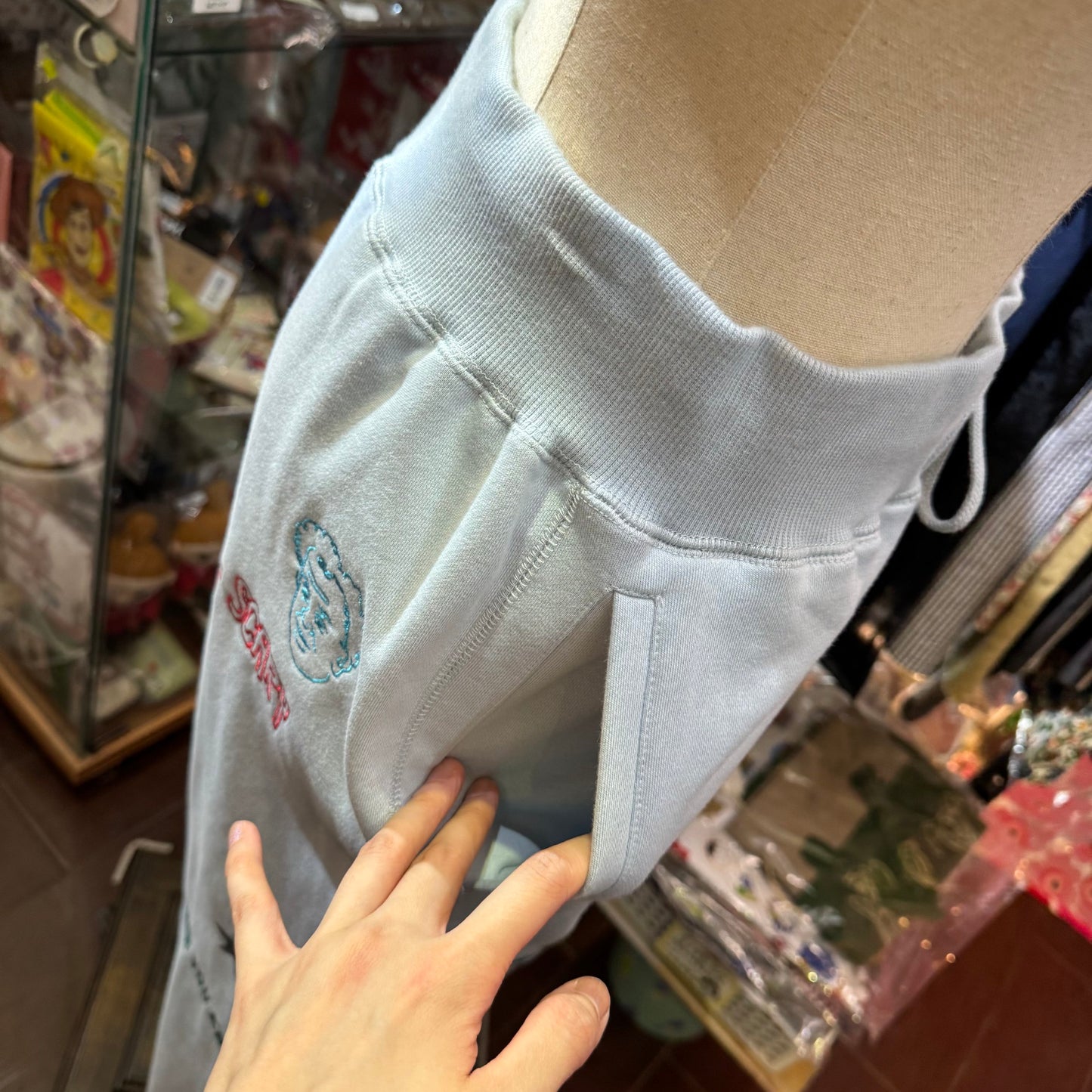 Humarous Grey Embroidery Pants, Size S