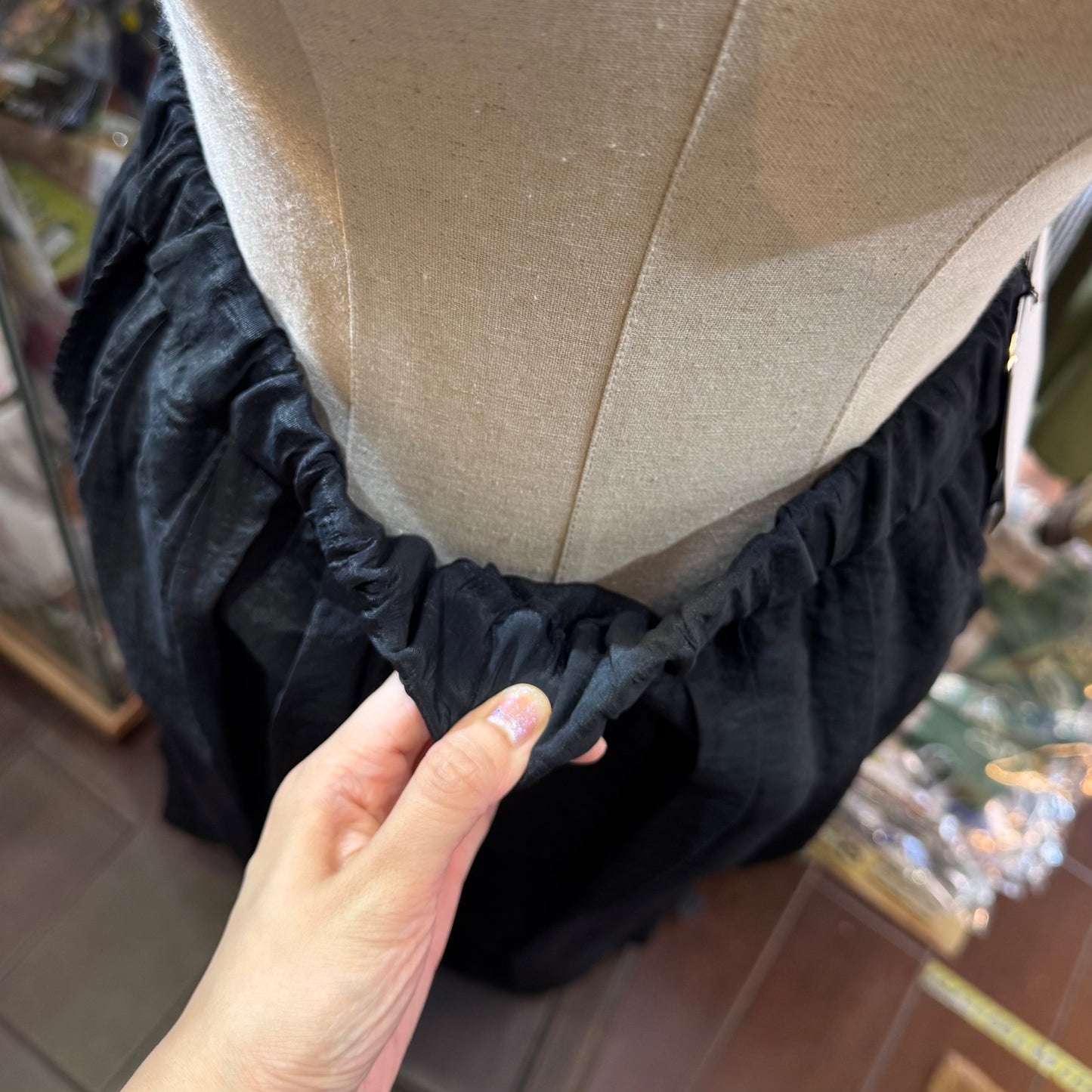 Iki Cupra Nylon Organza Tapered Black Pants, made in Japan