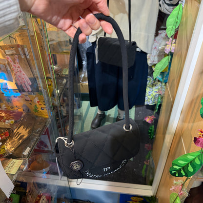 Theatre Products Black Synthetic Suede Quilting Bag, Shoulder Bag