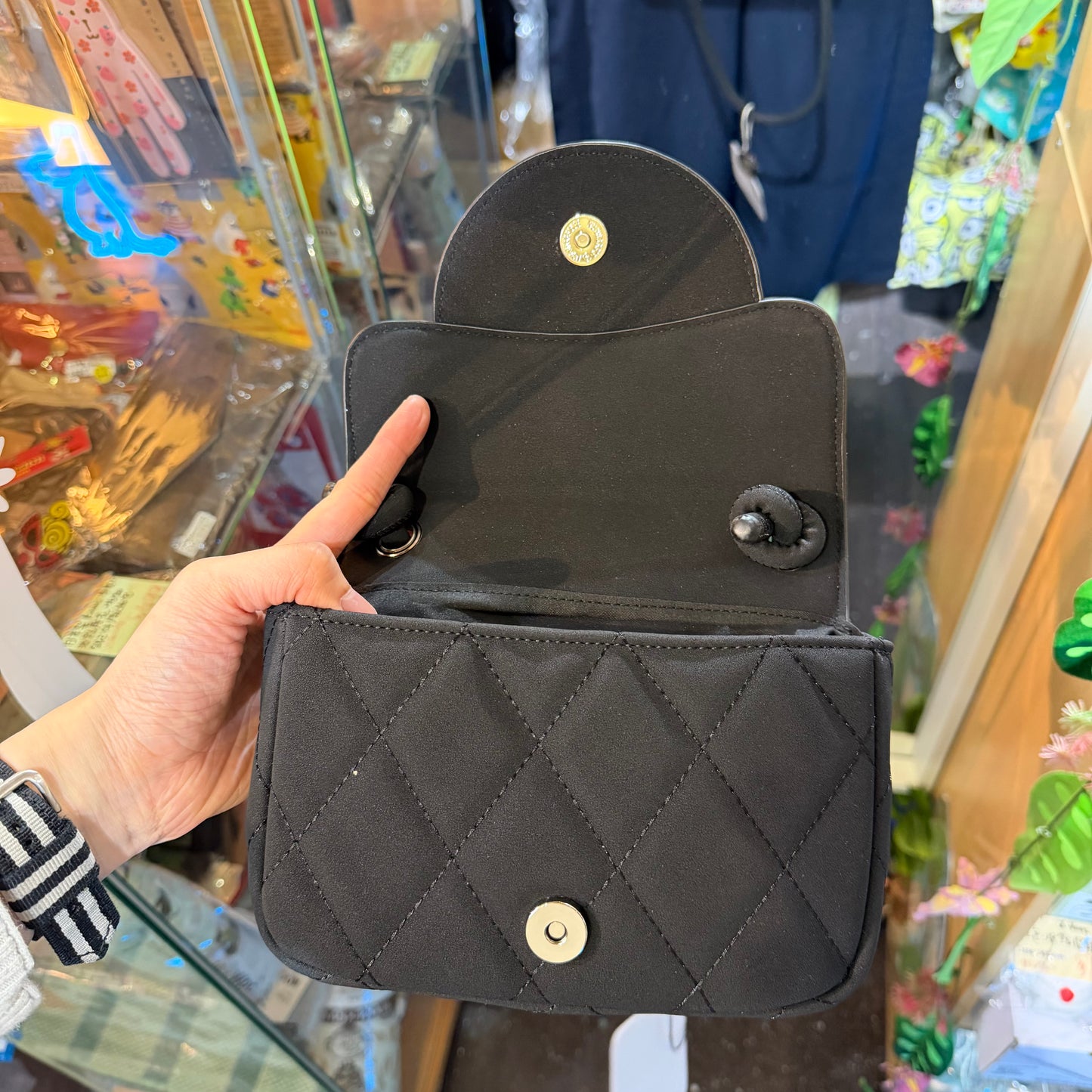 Theatre Products Black Synthetic Suede Quilting Bag, Shoulder Bag