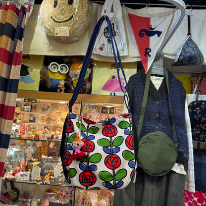 Handmade Floral Shoulder Bag, Fabric from Japan