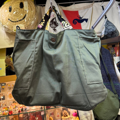 Handmade Rectangle Vegetables Hand Bag, Fabric from Japan