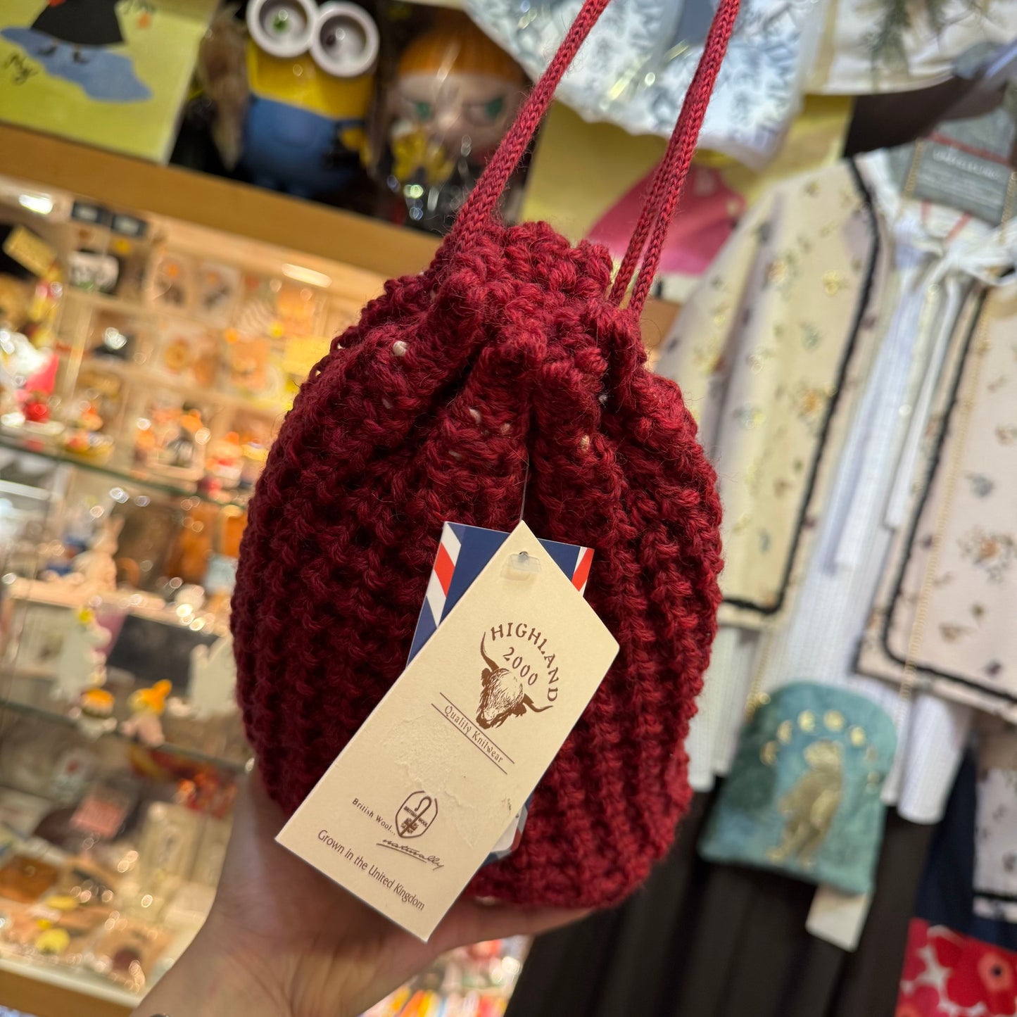 Highland Red Bucket Knit Bag, made in England