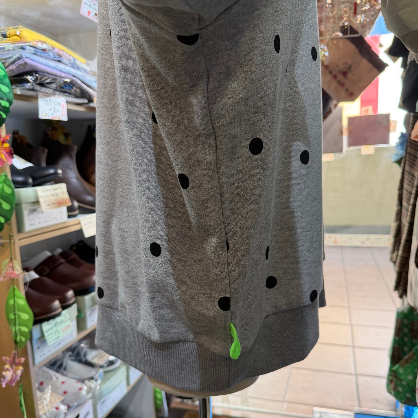 Sale- Frankygrow Polka Grey Sweatshirt, size F1, made in Japan