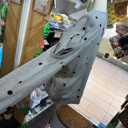 Sale- Frankygrow Polka Grey Sweatshirt, size F1, made in Japan