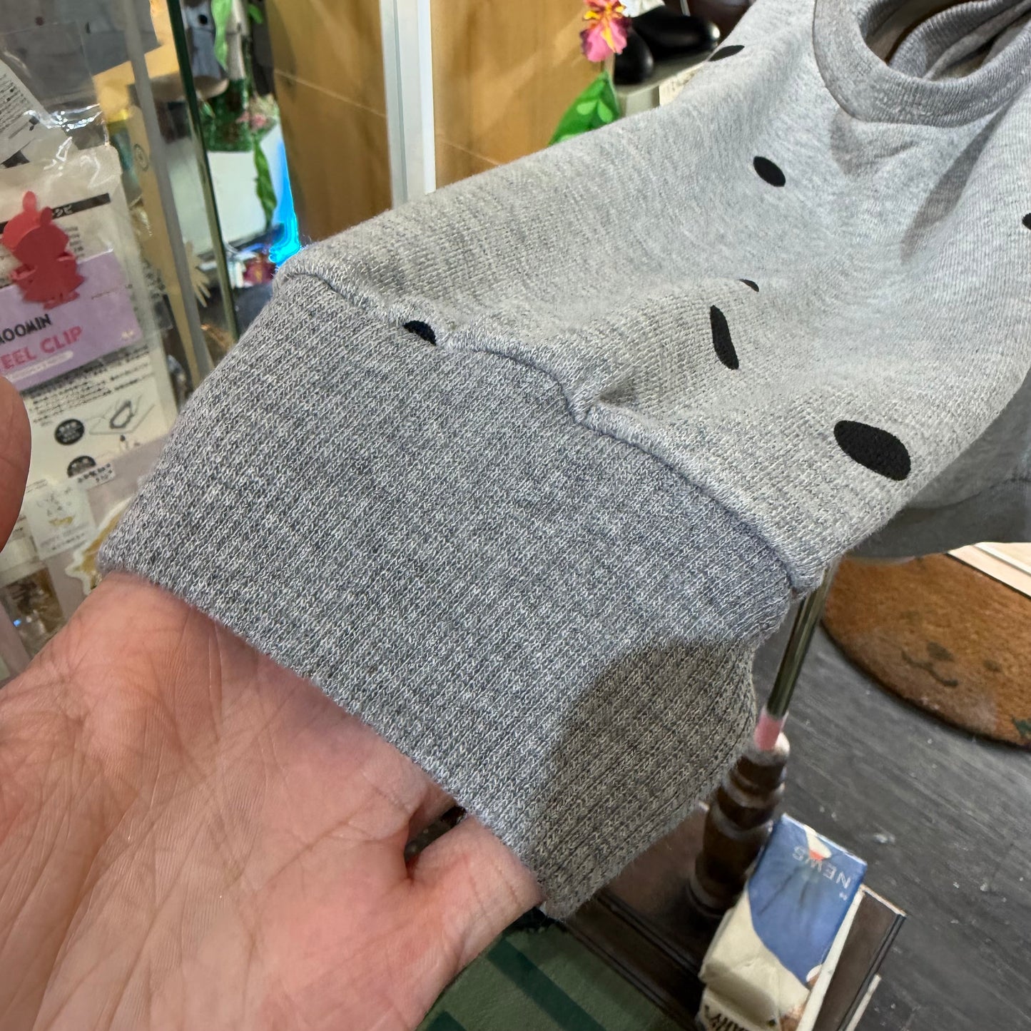 Sale- Frankygrow Polka Grey Sweatshirt, size F1, made in Japan