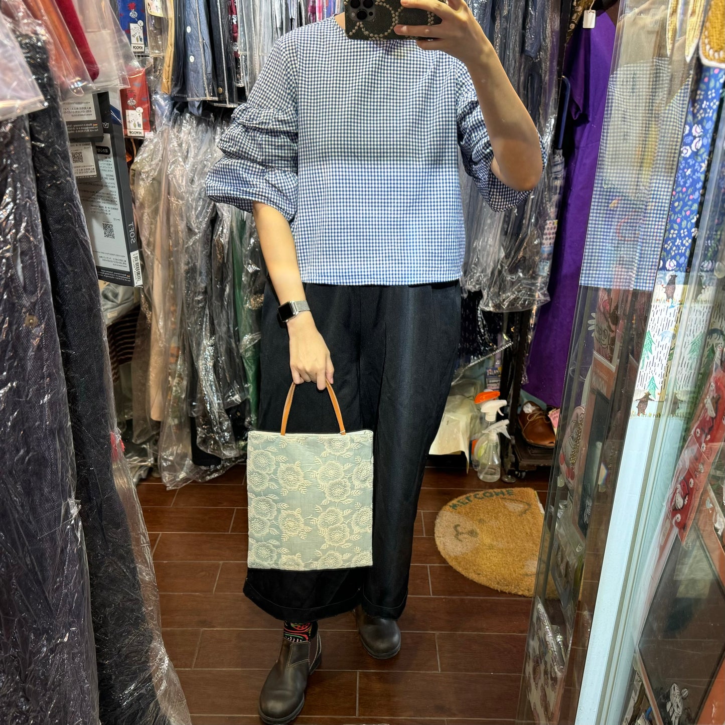 Castle Combe Embroidery Clutch Bag, made in Japan