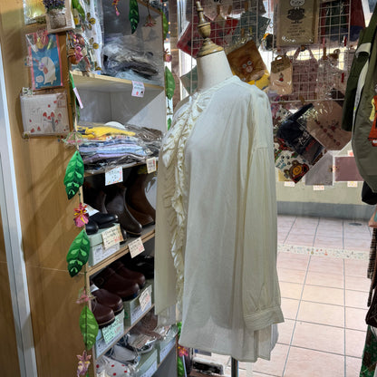 Tang Ivory Ruffle Frill Shirt