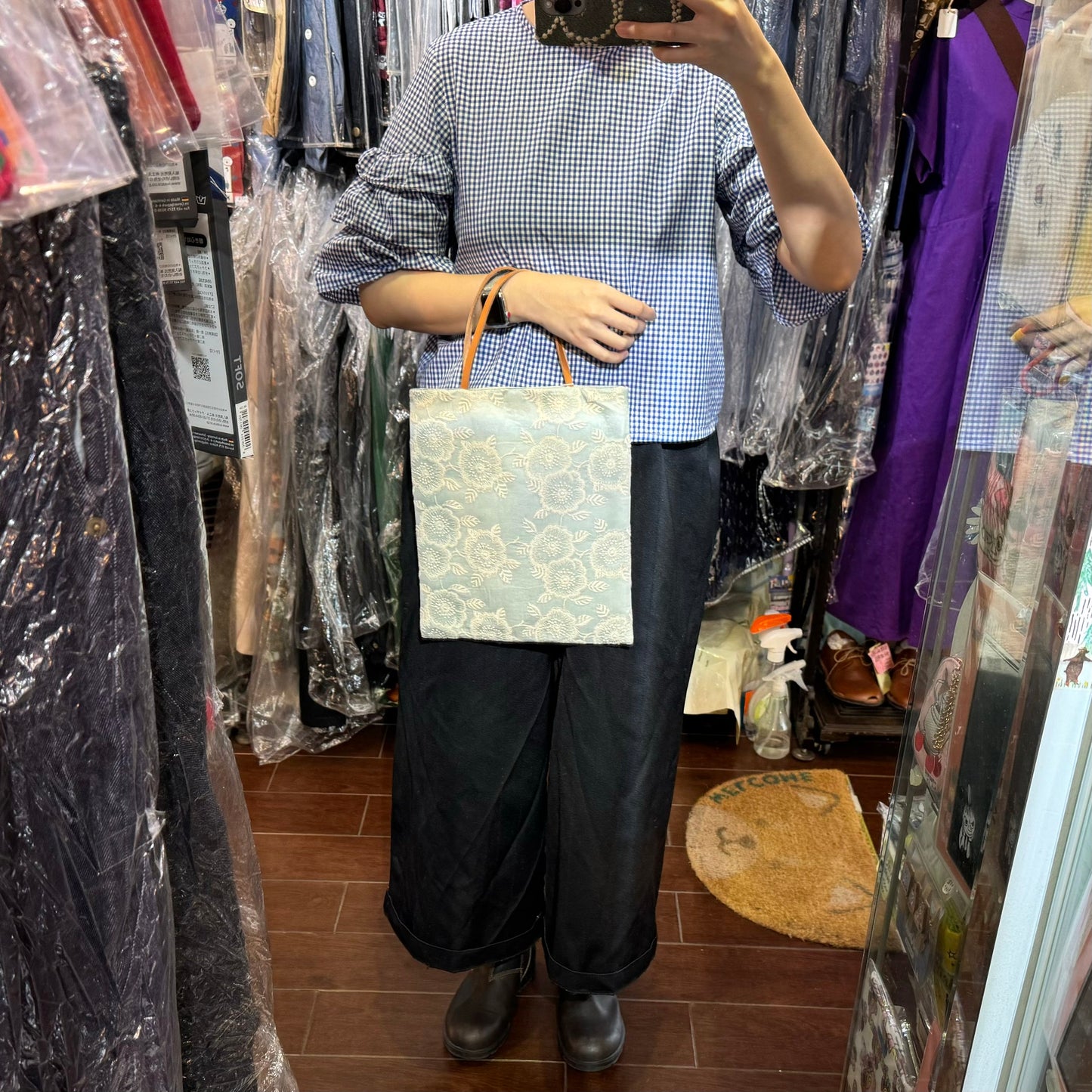 Castle Combe Embroidery Clutch Bag, made in Japan