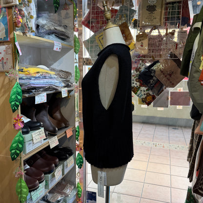 SO Black Wool Vest Top, made in Japan