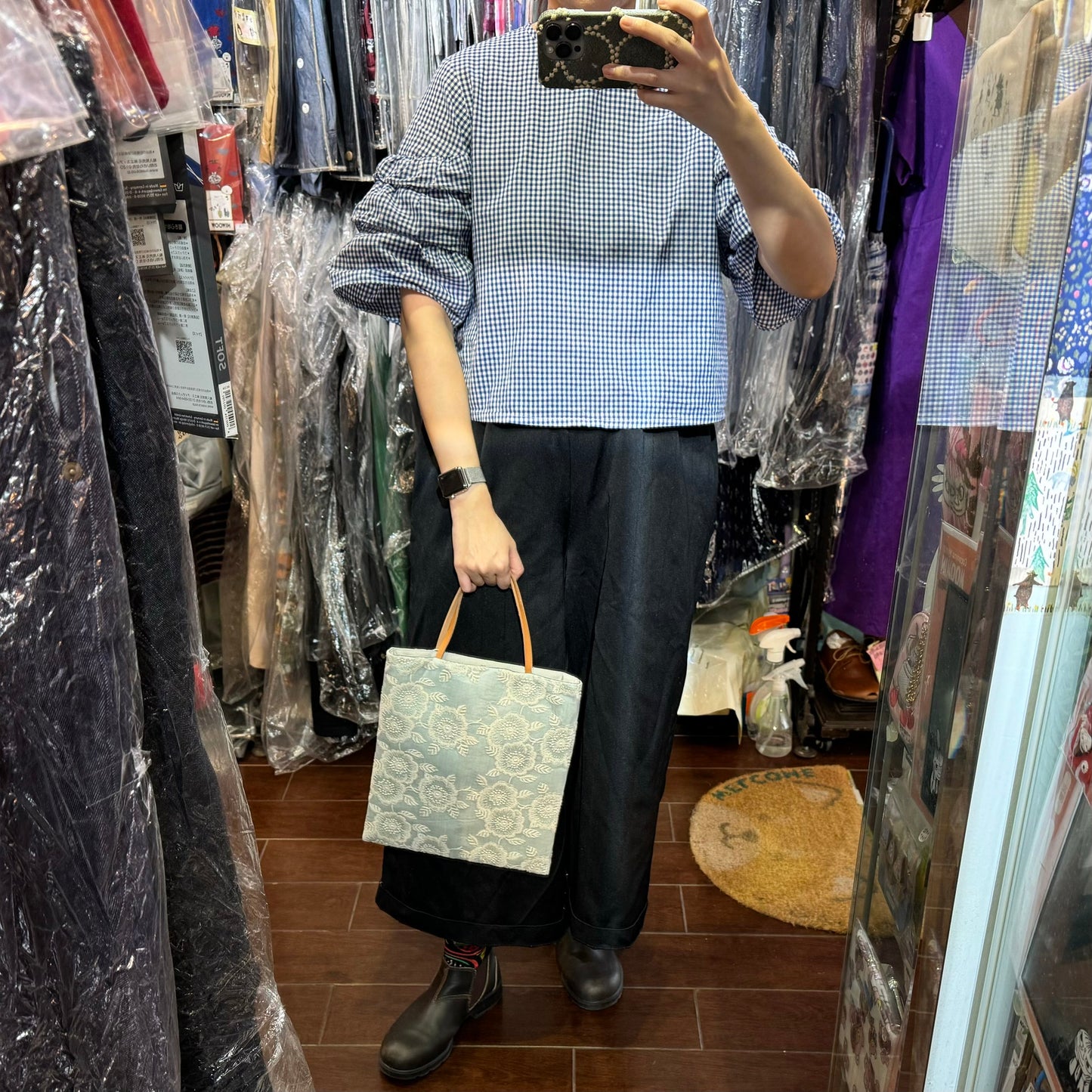 Castle Combe Embroidery Clutch Bag, made in Japan