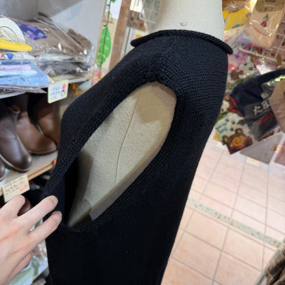 SO Black Wool Vest Top, made in Japan