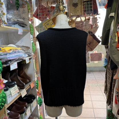 SO Black Wool Vest Top, made in Japan