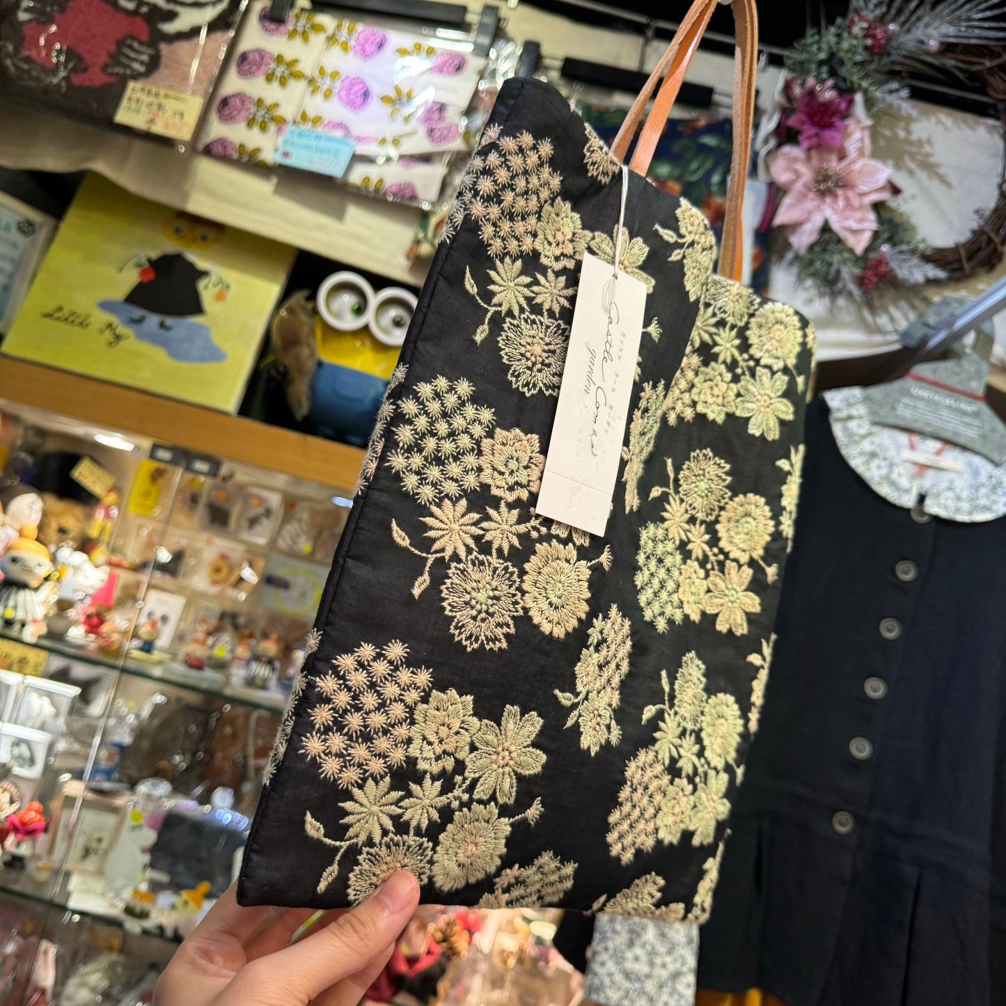 Castle Combe Floral Embroidery Clutch Bag, made in Japan