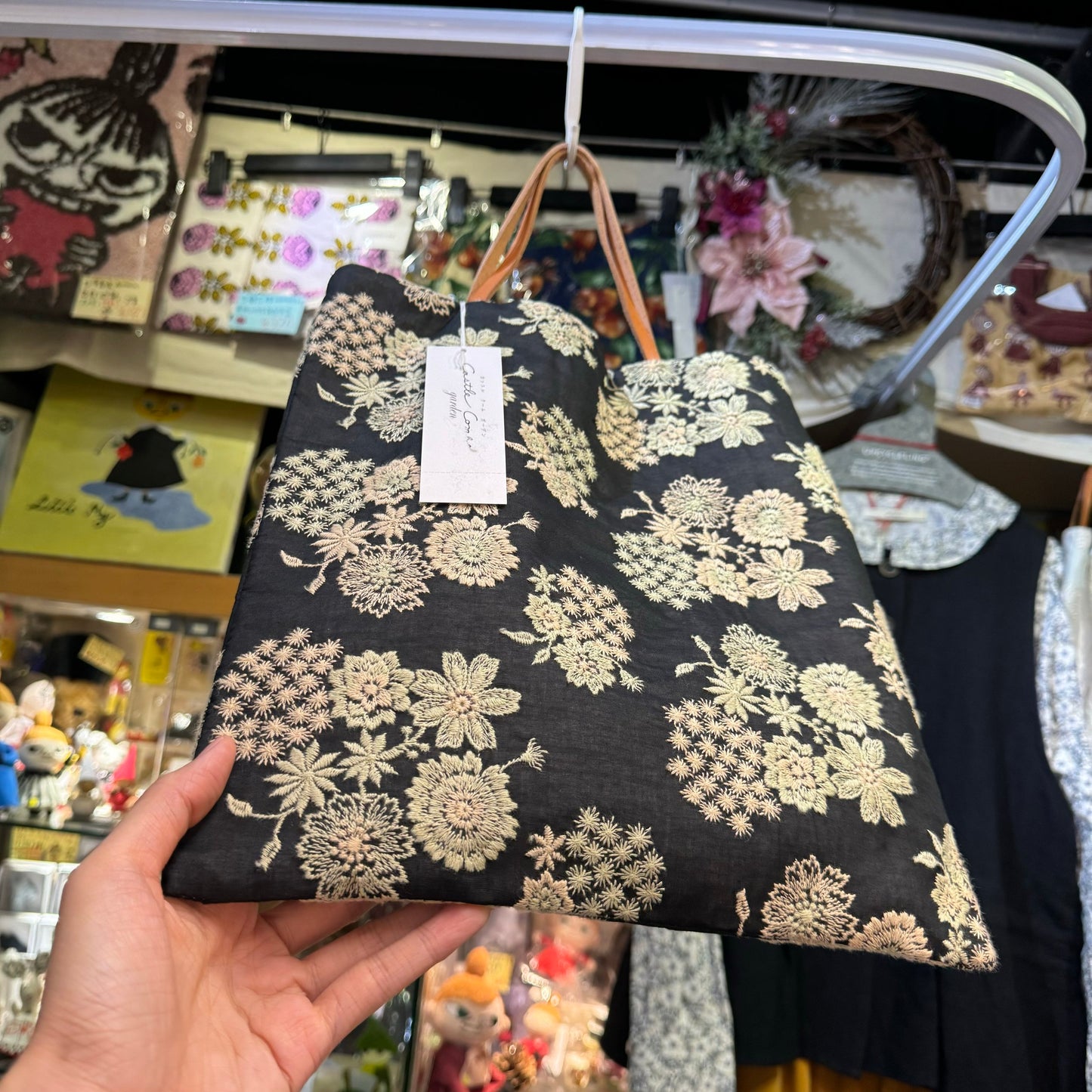 Castle Combe Floral Embroidery Clutch Bag, made in Japan