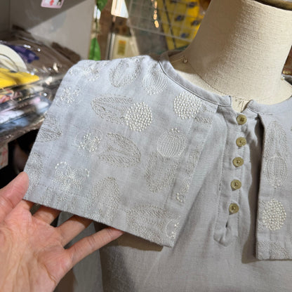 Tukuroi by Sun Valley Grey Embroidery Blouse Top