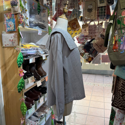 Tukuroi by Sun Valley Grey Embroidery Blouse Top