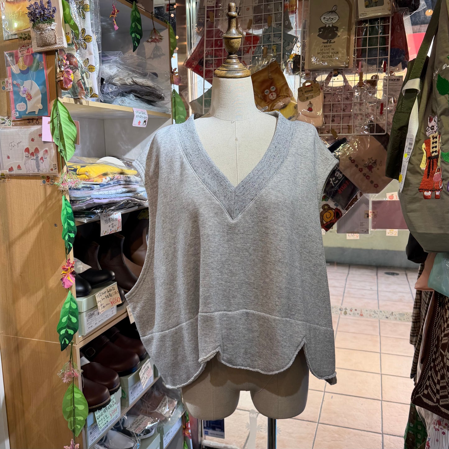 Tumugu Grey Vest Top, made in Japan