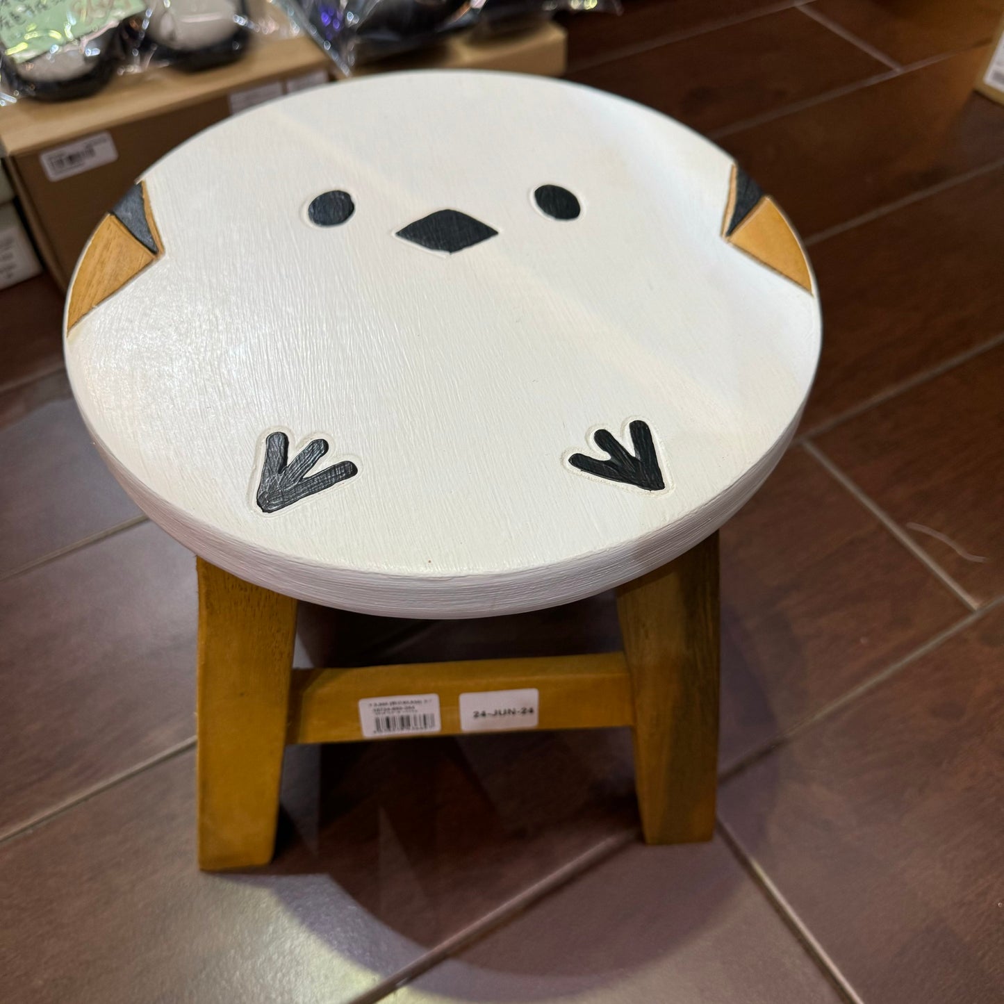 Snow Fairy  Hand-carved Round Wood Stool, Child Seat, made in Thailand [New in 2024] *Exclude Shipping Fee