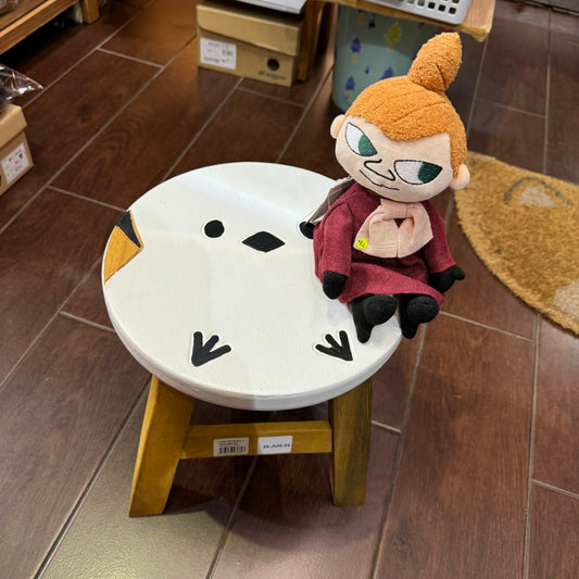 Snow Fairy  Hand-carved Round Wood Stool, Child Seat, made in Thailand [New in 2024] *Exclude Shipping Fee
