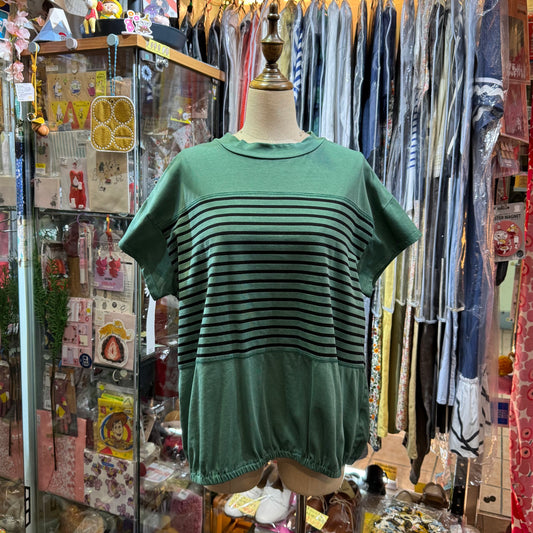 Estroislose Green Striped T-shirt, made in Japan