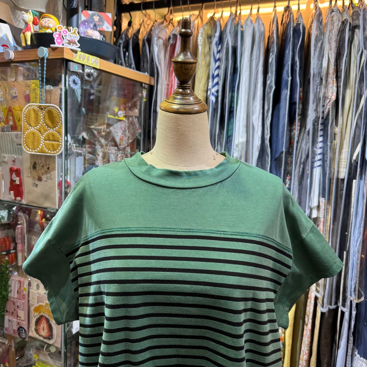 Estroislose Green Striped T-shirt, made in Japan
