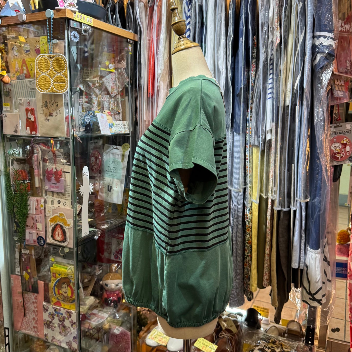 Estroislose Green Striped T-shirt, made in Japan
