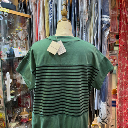Estroislose Green Striped T-shirt, made in Japan