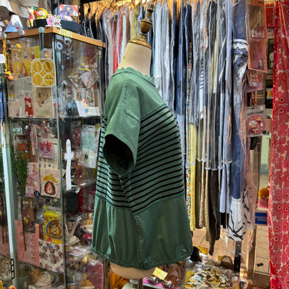 Estroislose Green Striped T-shirt, made in Japan