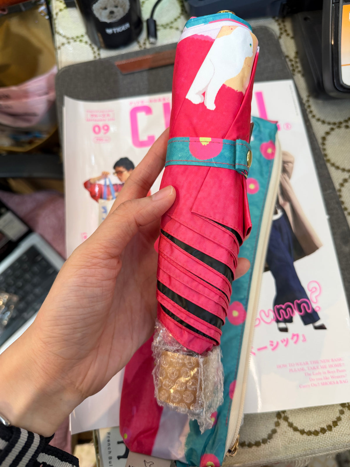 宮下和 Miyashita Nodoka x Soleil Cat pattern Folding Umbrella, Sunny and rainy days,  UPF50+ UV 100% Cut