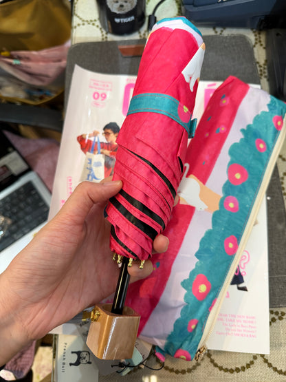 宮下和 Miyashita Nodoka x Soleil Cat pattern Folding Umbrella, Sunny and rainy days,  UPF50+ UV 100% Cut