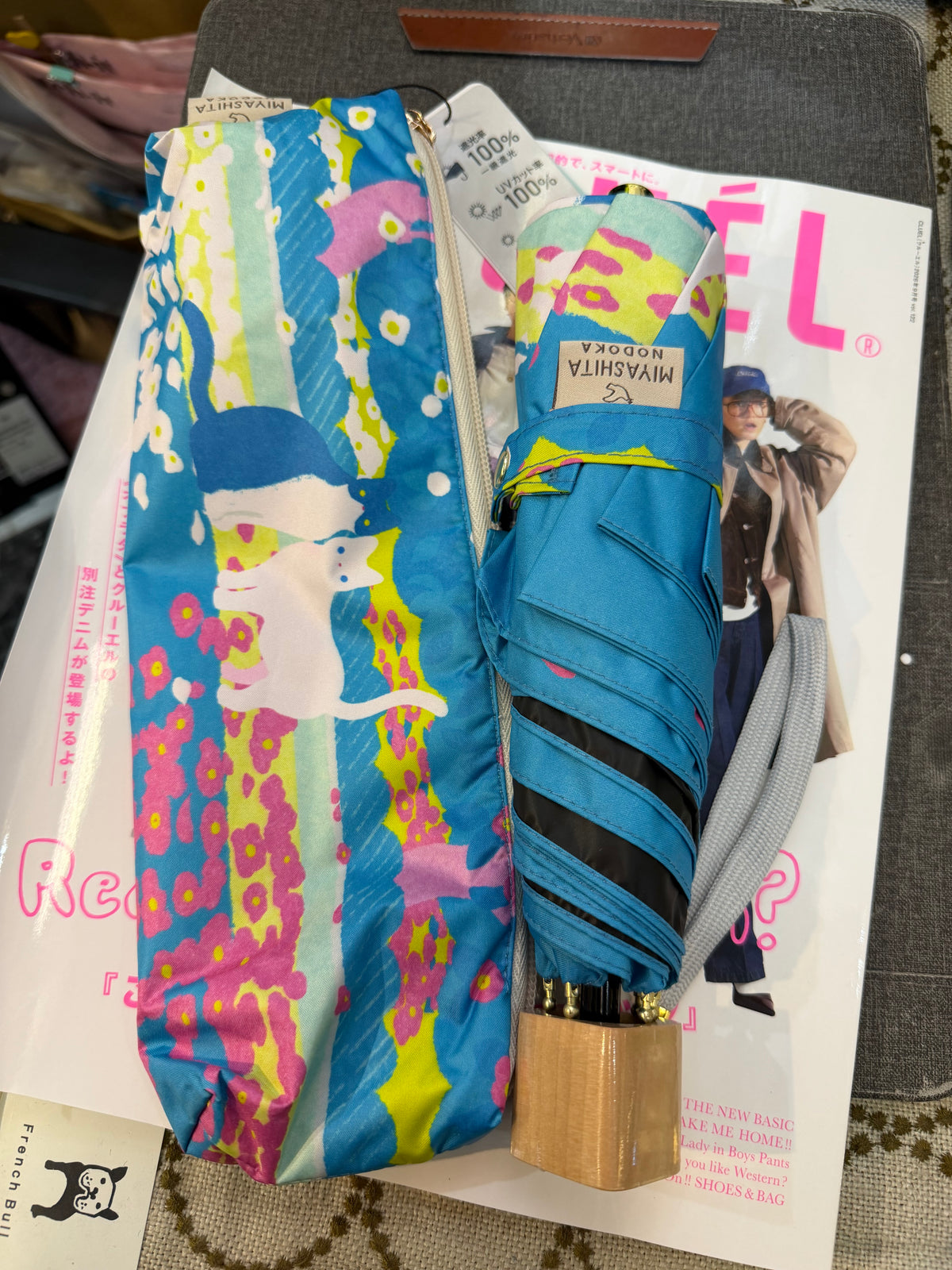 宮下和 Miyashita Nodoka x Soleil Cat pattern Folding Umbrella, Sunny and rainy days,  UPF50+ UV 100% Cut